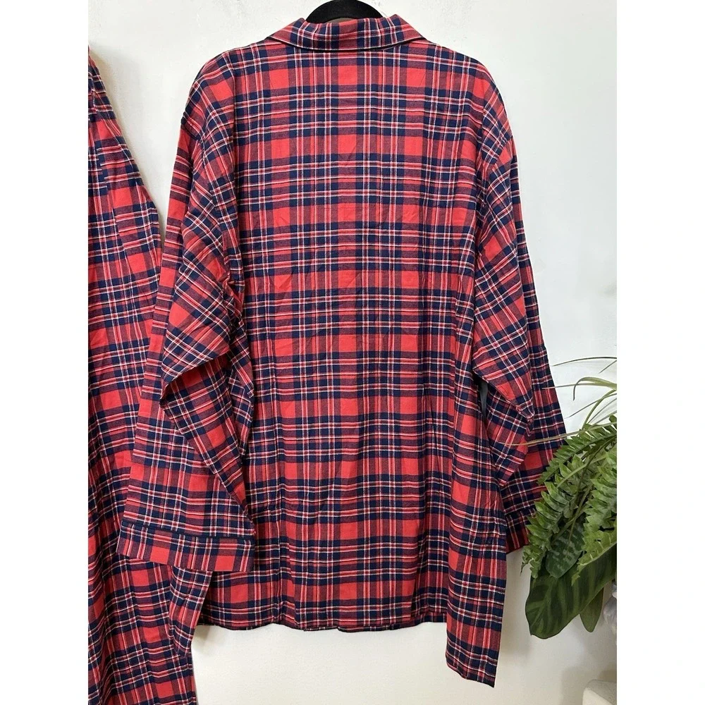 NWT Brooks Brothers Mens Red Plaid Cotton Pajama Set Button Front Loungewear 2XL
